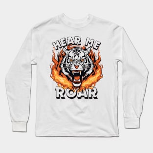 Roaring Tiger In Flames Long Sleeve T-Shirt